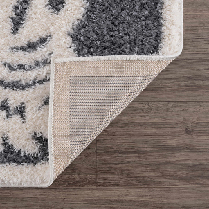 Tibetan Tiger Design Ivory and Charcoal Plush Pile Area Rug - The Rug Decor