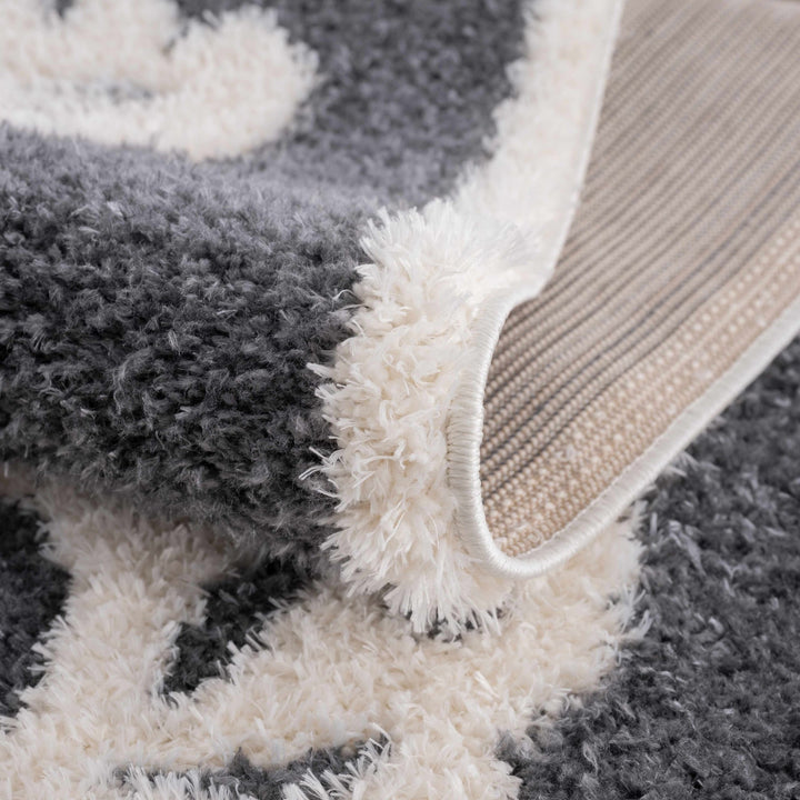Tibetan Tiger Design Ivory and Charcoal Plush Pile Area Rug - The Rug Decor