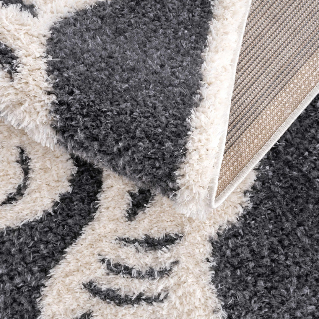 Tibetan Tiger Design Ivory and Charcoal Plush Pile Area Rug - The Rug Decor