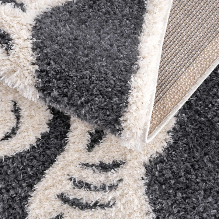 Tibetan Tiger Design Ivory and Charcoal Plush Pile Area Rug - The Rug Decor