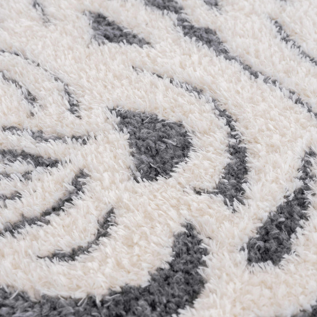 Tibetan Tiger Design Ivory and Charcoal Plush Pile Area Rug - The Rug Decor