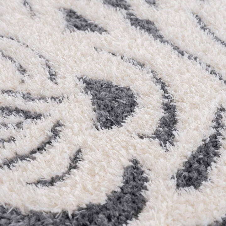Tibetan Tiger Design Ivory and Charcoal Plush Pile Area Rug - The Rug Decor
