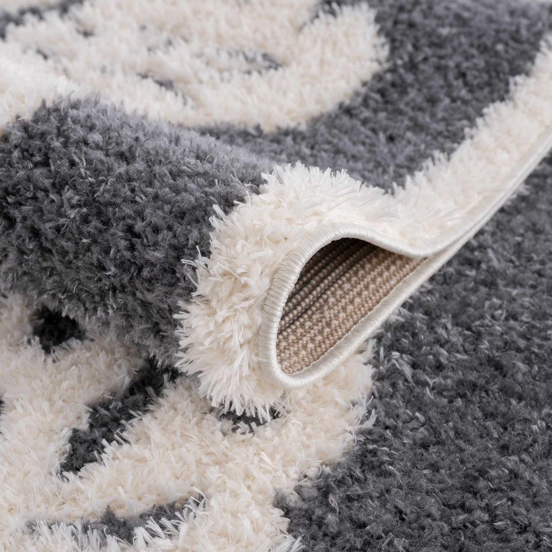 Tibetan Tiger Design Ivory and Charcoal Plush Pile Area Rug - The Rug Decor