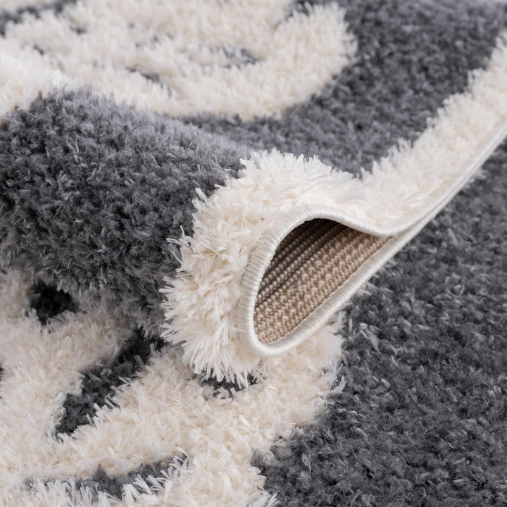 Tibetan Tiger Design Ivory and Charcoal Plush Pile Area Rug - The Rug Decor