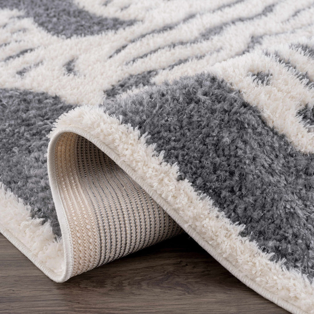 Tibetan Tiger Design Ivory and Charcoal Plush Pile Area Rug - The Rug Decor