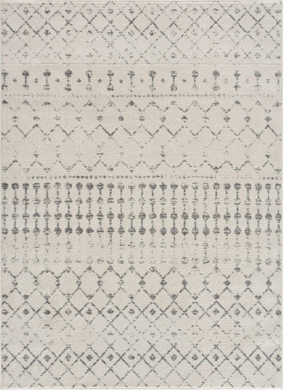 Traditional Beige and Gray low pile Tribal Trellis indoor Area Rug - The Rug Decor