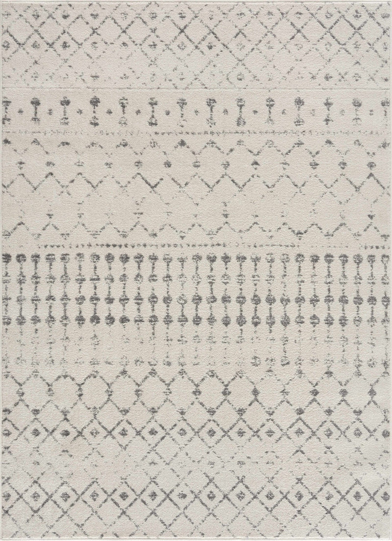 Traditional Beige and Gray low pile Tribal Trellis indoor Area Rug - The Rug Decor