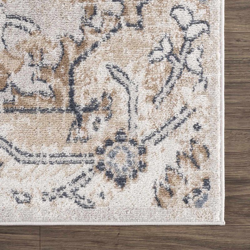 Traditional Beige, Camel and Charcoal Medium Pile Area Rug - The Rug Decor
