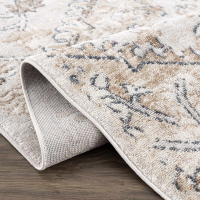 Traditional Beige, Camel and Charcoal Medium Pile Area Rug - The Rug Decor