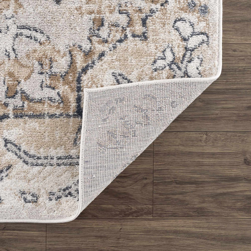 Traditional Beige, Camel and Charcoal Medium Pile Area Rug - The Rug Decor