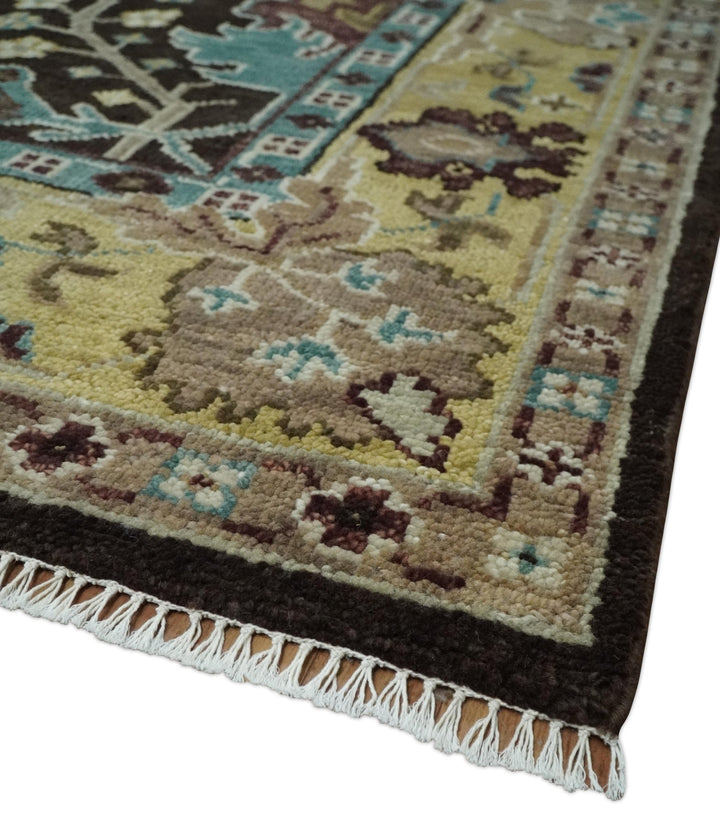 Traditional Black, Beige and Blue Antique Style Hand knotted Wool Area Rug - The Rug Decor