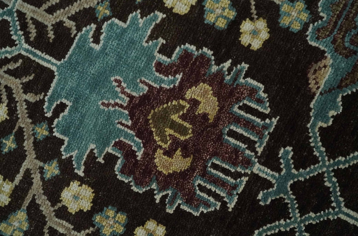Traditional Black, Beige and Blue Antique Style Hand knotted Wool Area Rug - The Rug Decor
