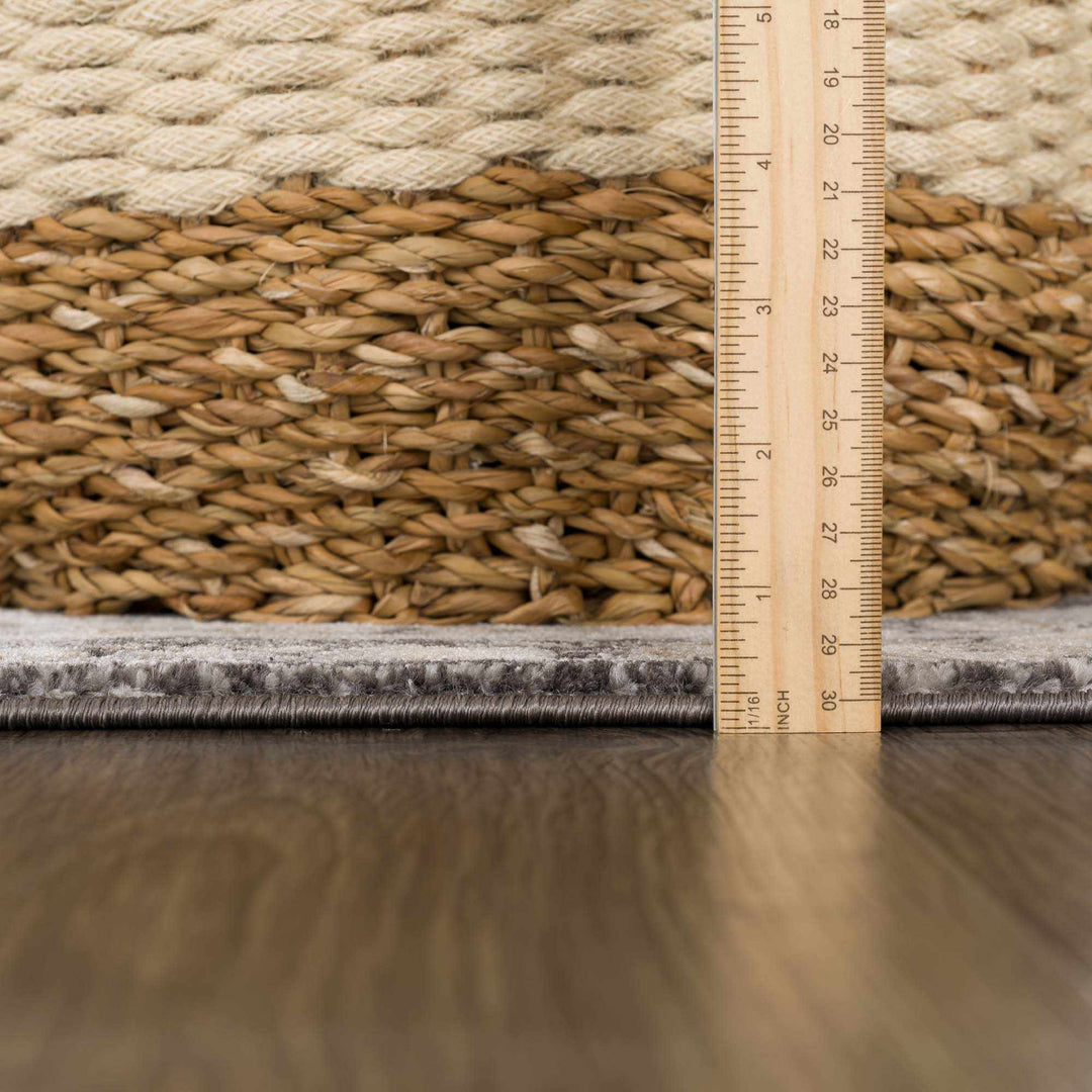 Traditional Black, Charcoal, Beige, Gray Multi color Ikat Texture Pile Area Rug - The Rug Decor