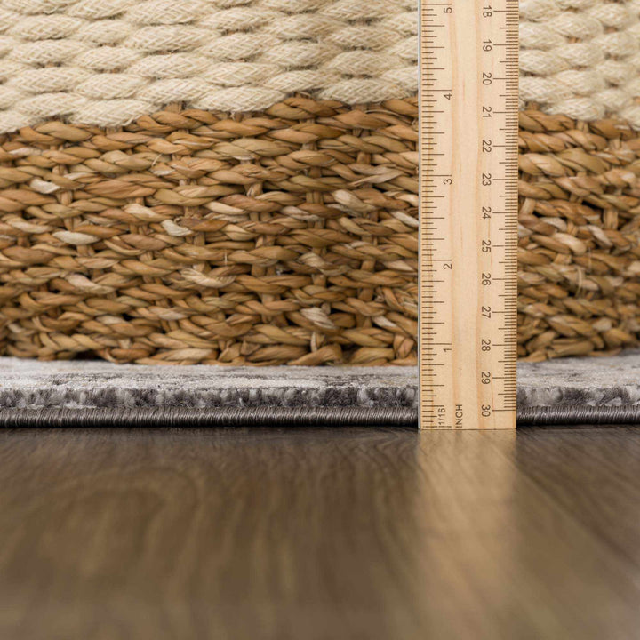 Traditional Black, Charcoal, Beige, Gray Multi color Ikat Texture Pile Area Rug - The Rug Decor
