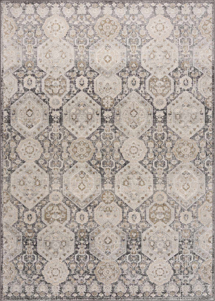 Traditional Black, Charcoal, Beige, Gray Multi color Ikat Texture Pile Area Rug - The Rug Decor