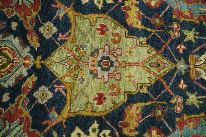 Traditional Blue and Gold Multi Sizes Antique Style Hand knotted Oushak Area Rug - The Rug Decor