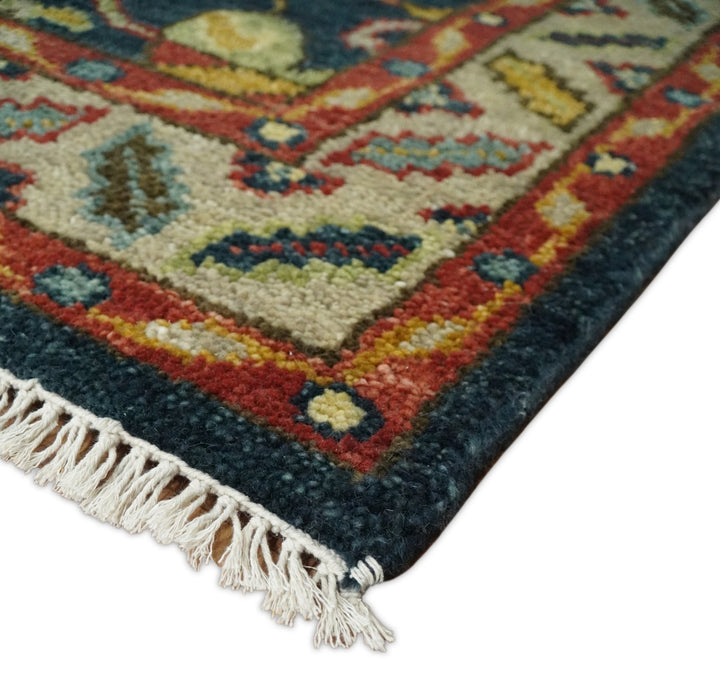 Traditional Blue and Gold Multi Sizes Antique Style Hand knotted Oushak Area Rug - The Rug Decor