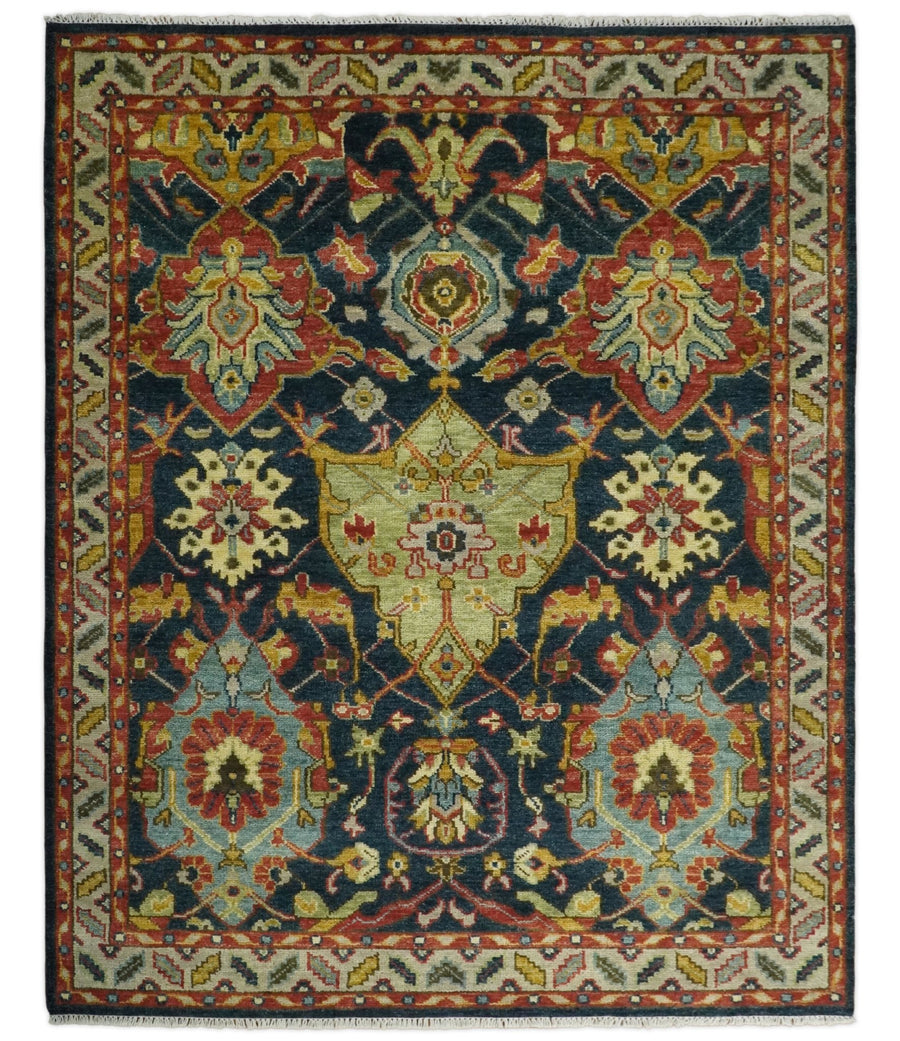 Traditional Blue and Gold Multi Sizes Antique Style Hand knotted Oushak Area Rug - The Rug Decor