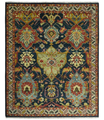 Traditional Blue and Gold Multi Sizes Antique Style Hand knotted Oushak Area Rug - The Rug Decor