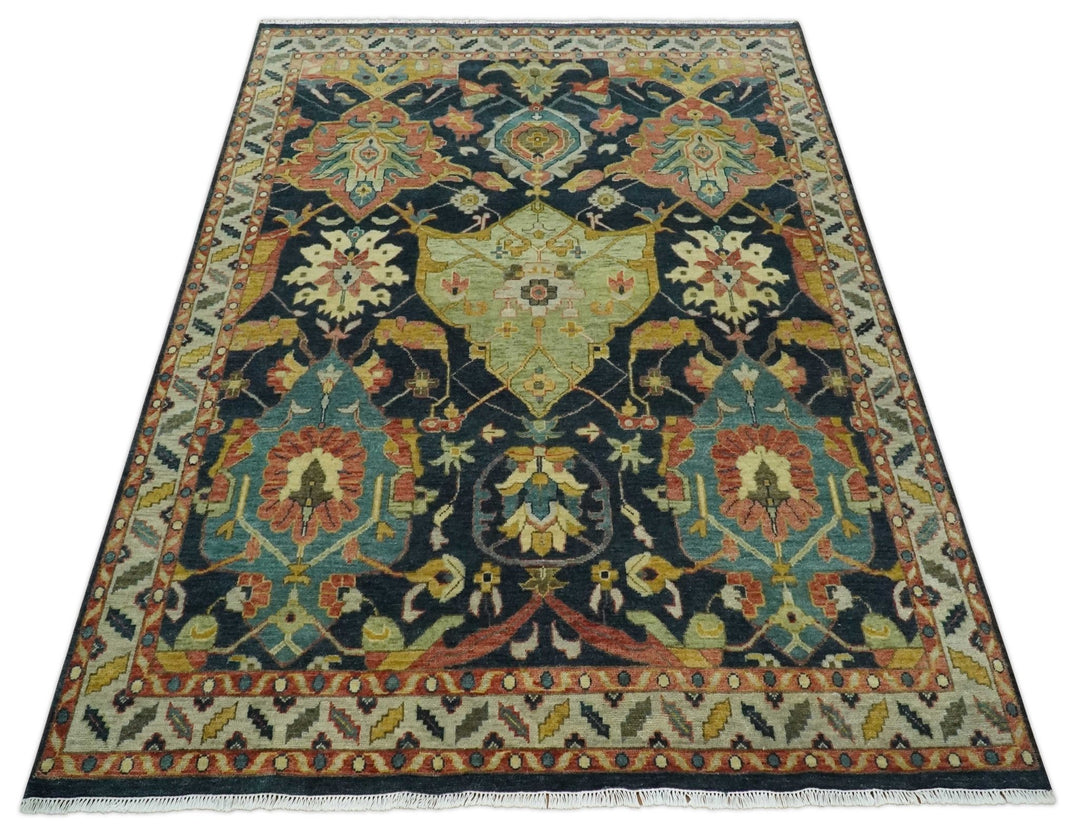 Traditional Blue and Gold Multi Sizes Antique Style Hand knotted Oushak Area Rug - The Rug Decor