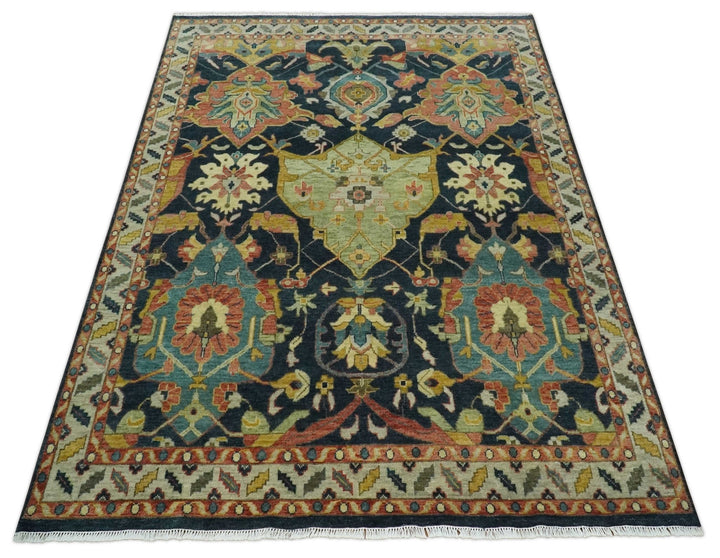 Traditional Blue and Gold Multi Sizes Antique Style Hand knotted Oushak Area Rug - The Rug Decor