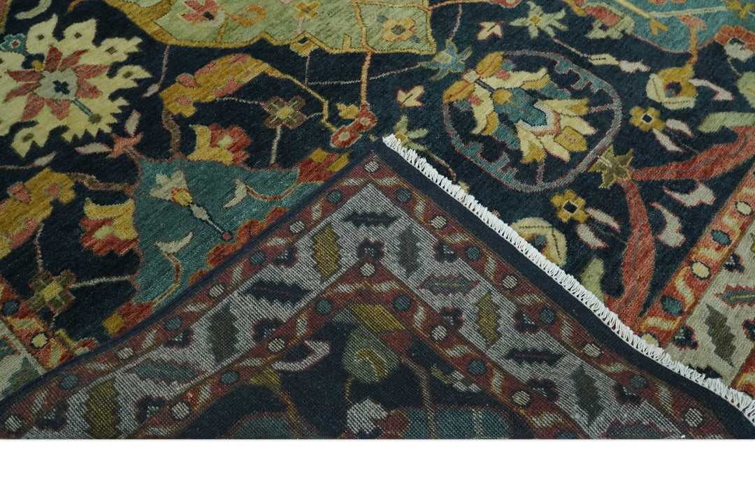 Traditional Blue and Gold Multi Sizes Antique Style Hand knotted Oushak Area Rug - The Rug Decor