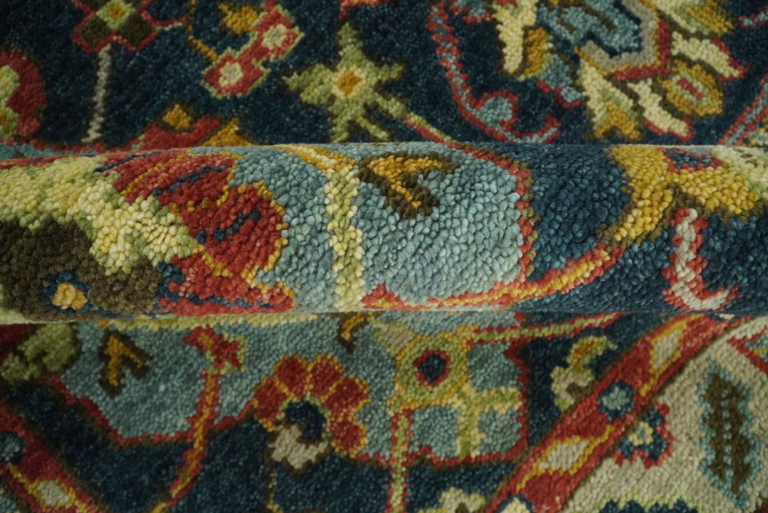 Traditional Blue and Gold Multi Sizes Antique Style Hand knotted Oushak Area Rug - The Rug Decor