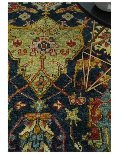 Traditional Blue and Gold Multi Sizes Antique Style Hand knotted Oushak Area Rug - The Rug Decor
