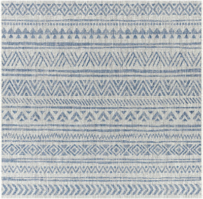 Traditional Blue and Ivory Tribal Design Outdoor Area Rug - The Rug Decor