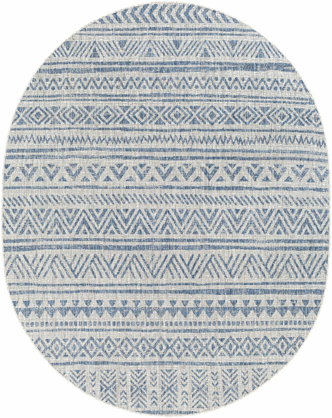 Traditional Blue and Ivory Tribal Design Outdoor Area Rug - The Rug Decor