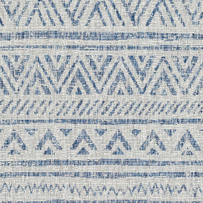 Traditional Blue and Ivory Tribal Design Outdoor Area Rug - The Rug Decor