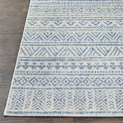 Traditional Blue and Ivory Tribal Design Outdoor Area Rug - The Rug Decor