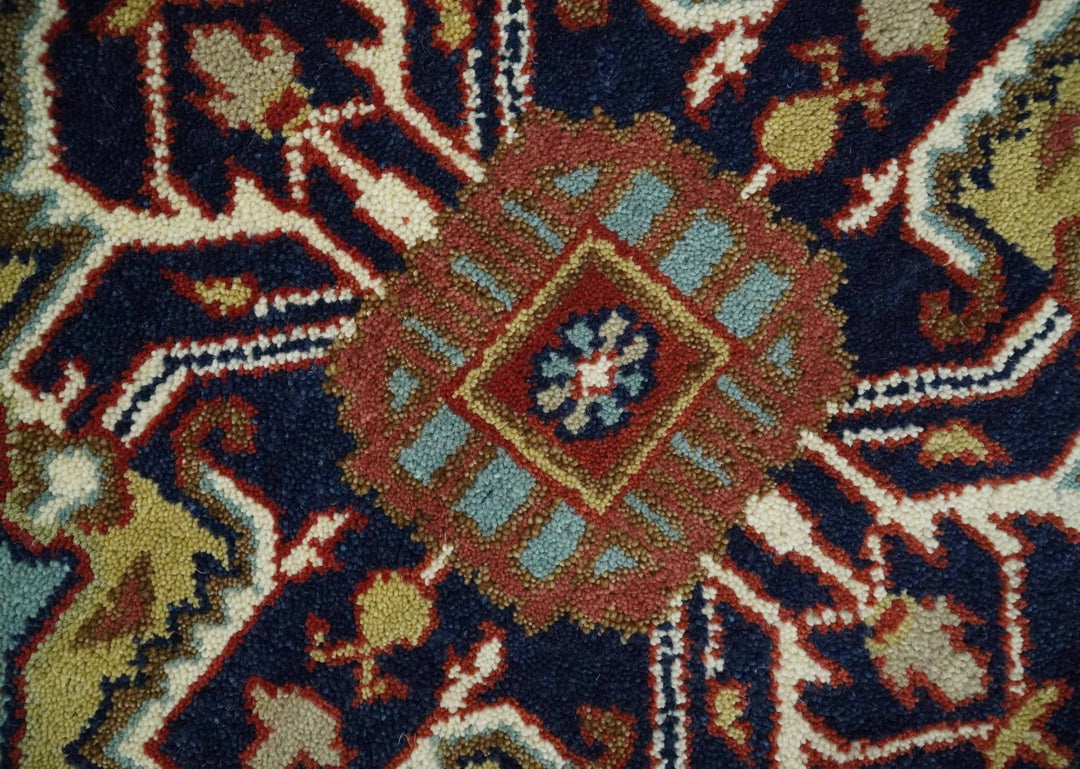 Traditional Blue, Rust and Ivory Heriz Serapi Hand knotted Multi Size wool Area Rug - The Rug Decor