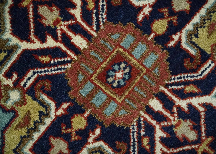 Traditional Blue, Rust and Ivory Heriz Serapi Hand knotted Multi Size wool Area Rug - The Rug Decor
