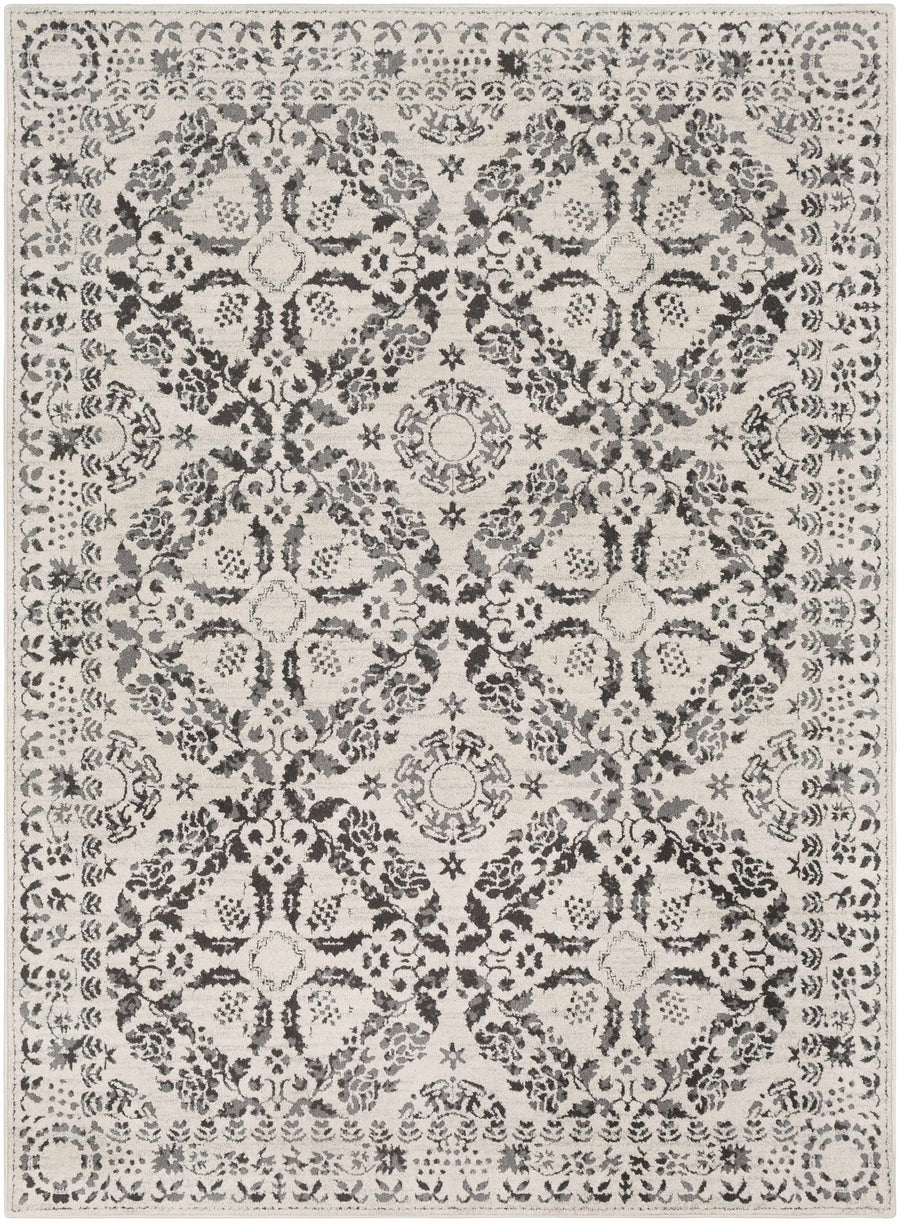 Traditional Bohemian Beige, Gray and Charcoal Medallion Style Area Rug - The Rug Decor