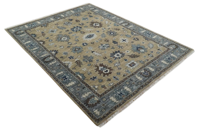 Traditional Brown and Gray Multi Size Turkish Knot Antique Style Floral Hand knotted Oushak Wool Area Rug - The Rug Decor