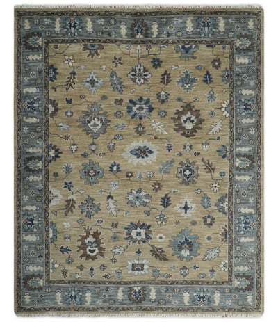 Traditional Brown and Gray Multi Size Turkish Knot Antique Style Floral Hand knotted Oushak Wool Area Rug - The Rug Decor