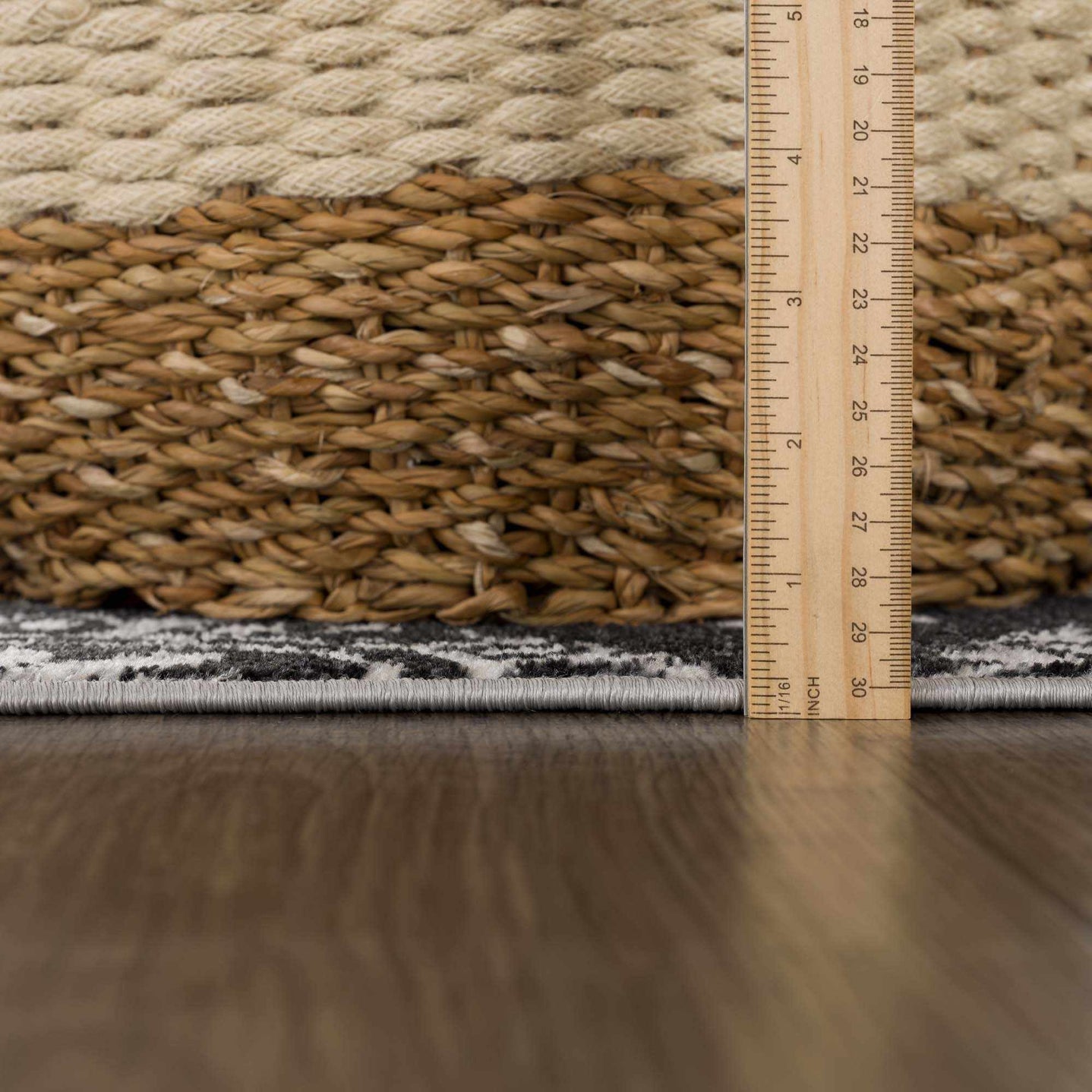 Traditional Charcoal and Ivory Low Pile Washable Area Rug - The Rug Decor