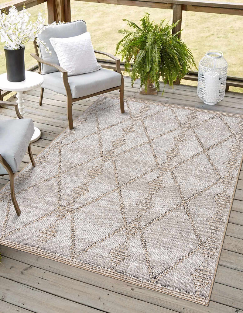 Traditional Contemporary Beige and Camel Medium Pile Outdoor Area Rug - The Rug Decor