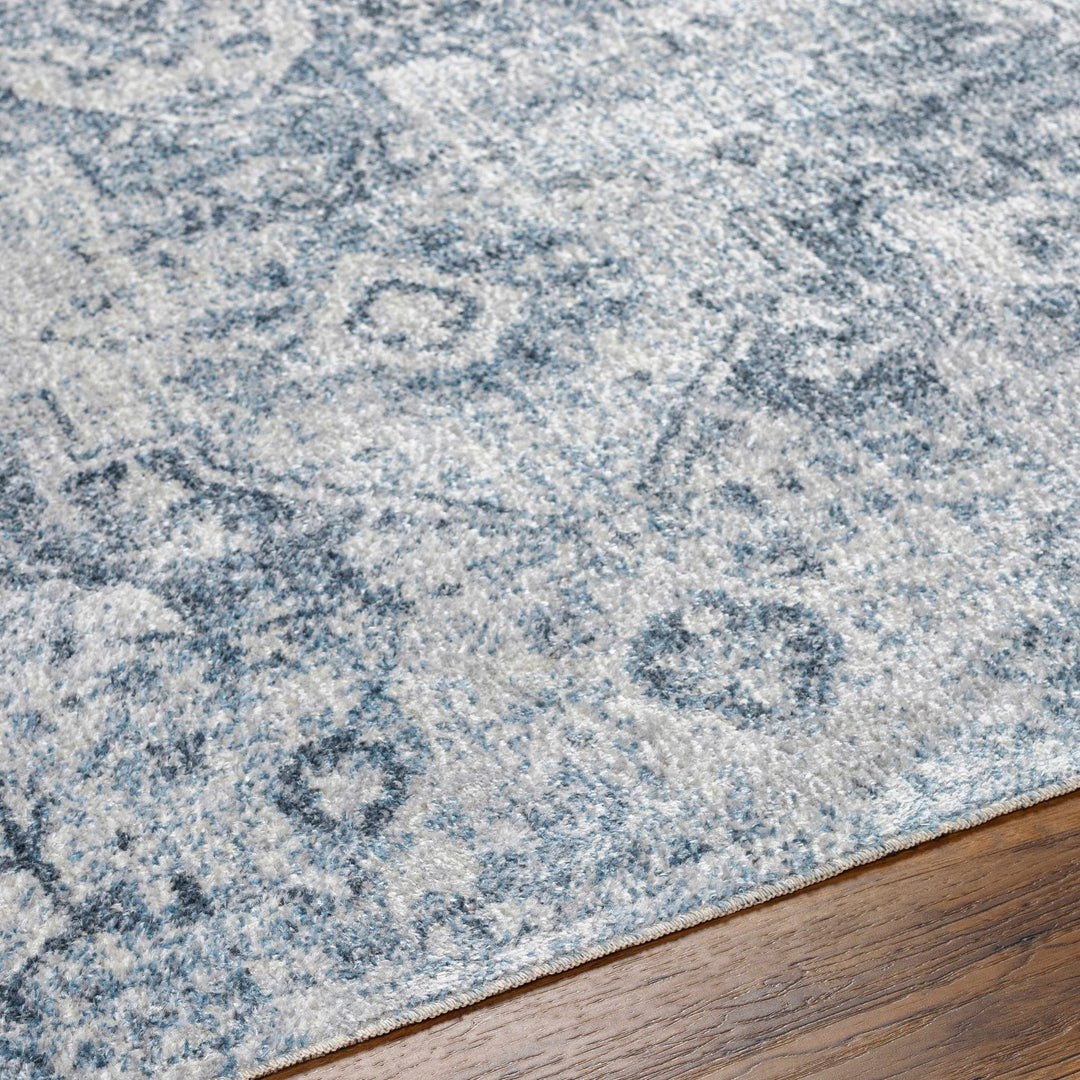 Traditional Design Aqua Blue And Ivory Machine-Washable Area Rug - The Rug Decor