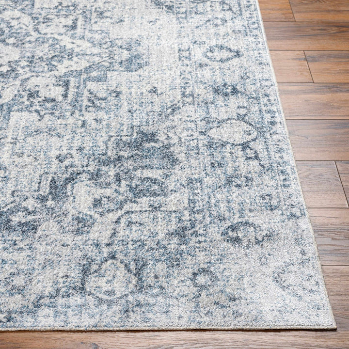 Traditional Design Aqua Blue And Ivory Machine-Washable Area Rug - The Rug Decor