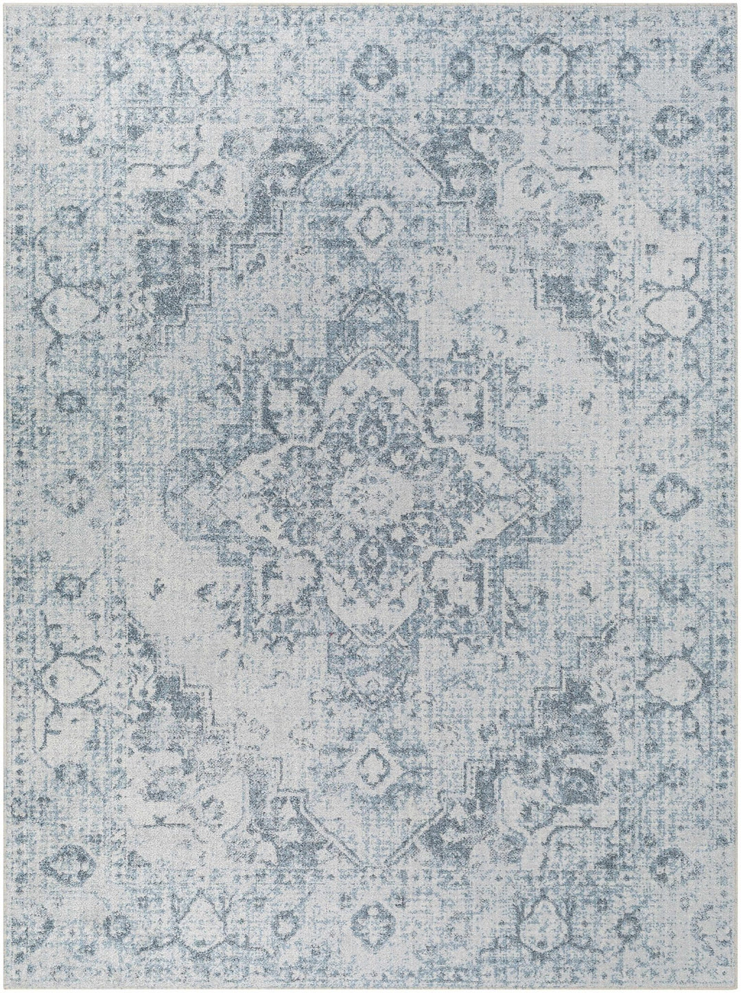 Traditional Design Aqua Blue And Ivory Machine-Washable Area Rug - The Rug Decor