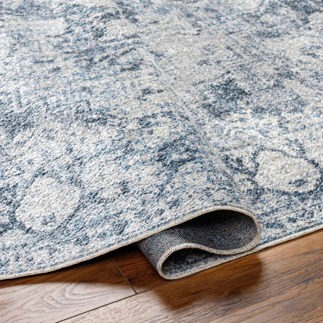 Traditional Design Aqua Blue And Ivory Machine-Washable Area Rug - The Rug Decor