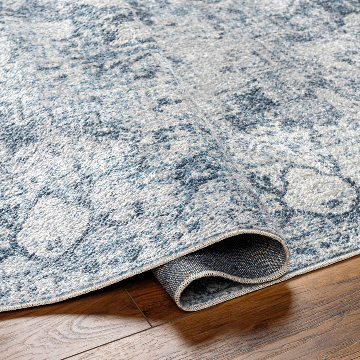 Traditional Design Aqua Blue And Ivory Machine-Washable Area Rug - The Rug Decor