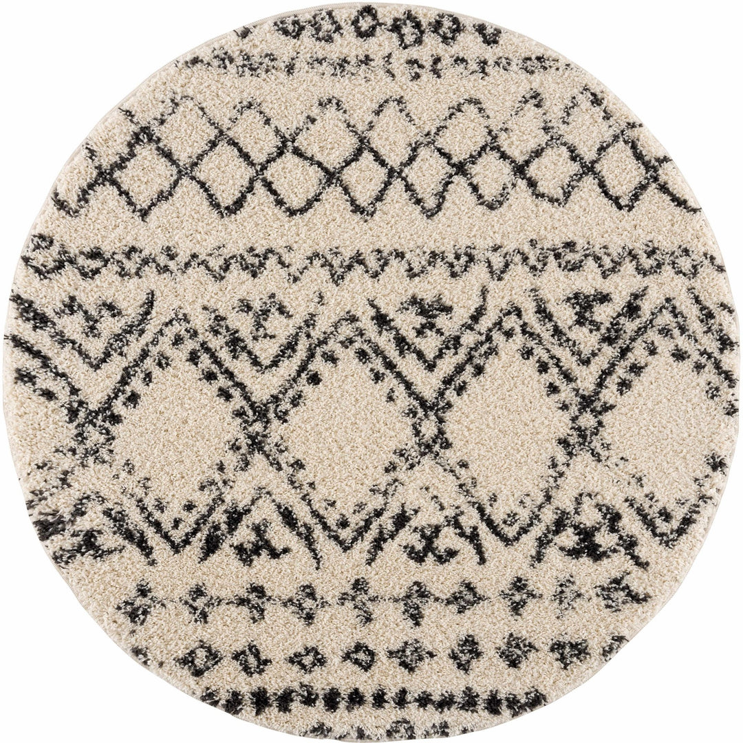 Traditional Design Beige and Charcoal Machine Woven Moroccan Tribal Trellis Rug - The Rug Decor