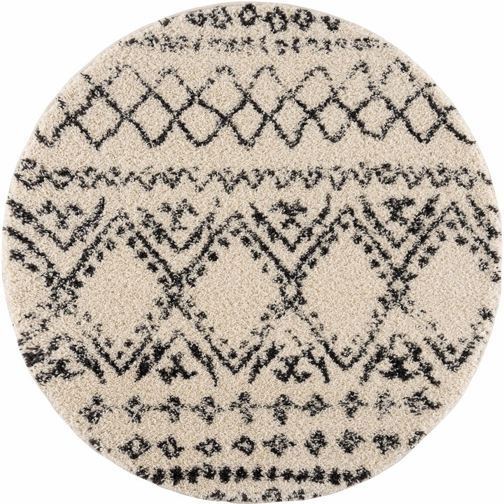 Traditional Design Beige and Charcoal Machine Woven Moroccan Tribal Trellis Rug - The Rug Decor