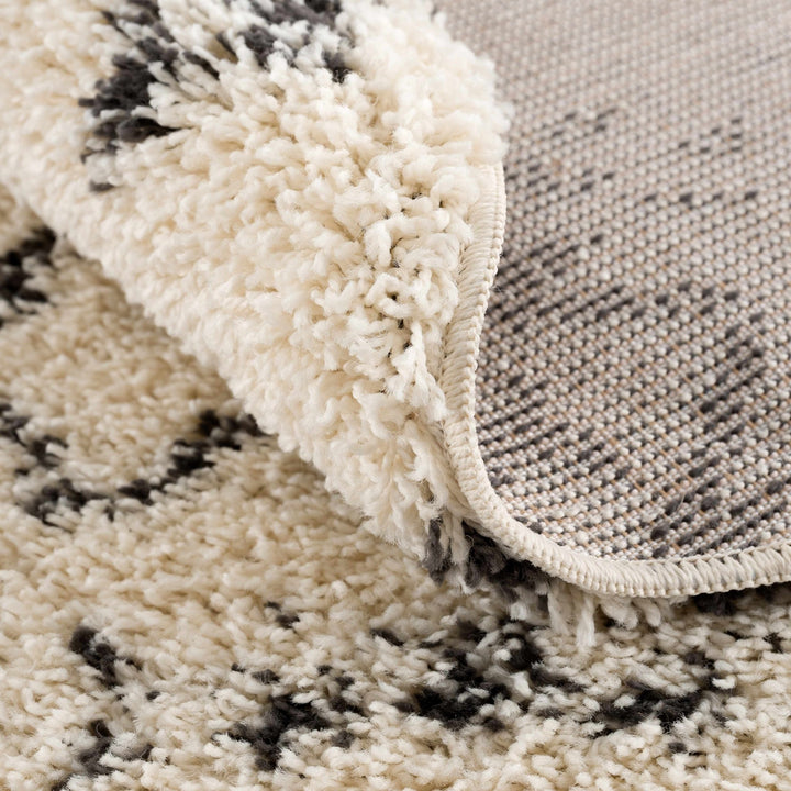 Traditional Design Beige and Charcoal Machine Woven Moroccan Tribal Trellis Rug - The Rug Decor