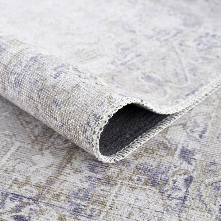 Traditional Design Brown, Violet and Beige Low pile Multi Size Area Rug - The Rug Decor