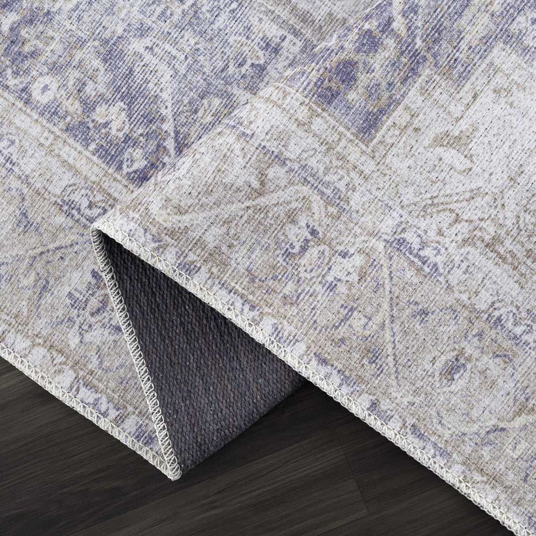 Traditional Design Brown, Violet and Beige Low pile Multi Size Area Rug - The Rug Decor
