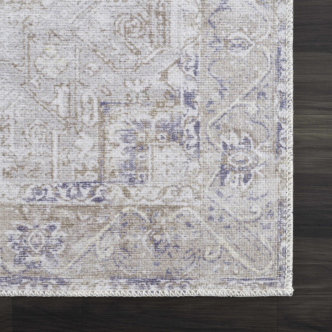 Traditional Design Brown, Violet and Beige Low pile Multi Size Area Rug - The Rug Decor